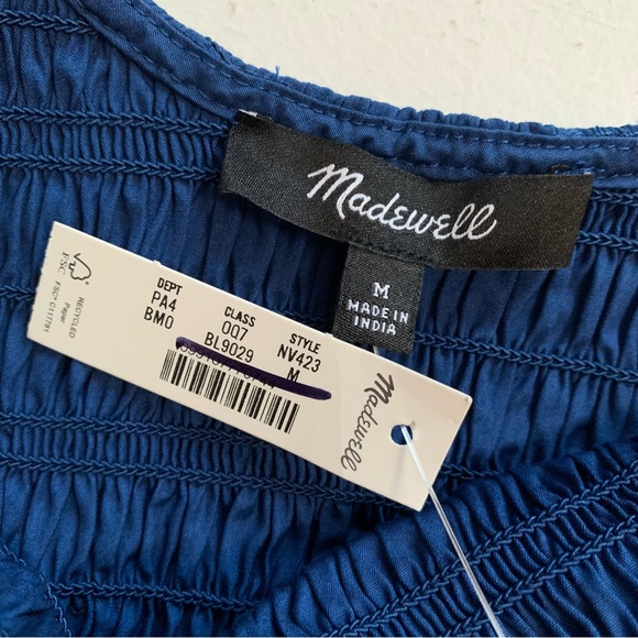 Madewell The Melody Scoopback Smocked Midi Dress in Blue Moon Size Medium NWT - Picture 11 of 17